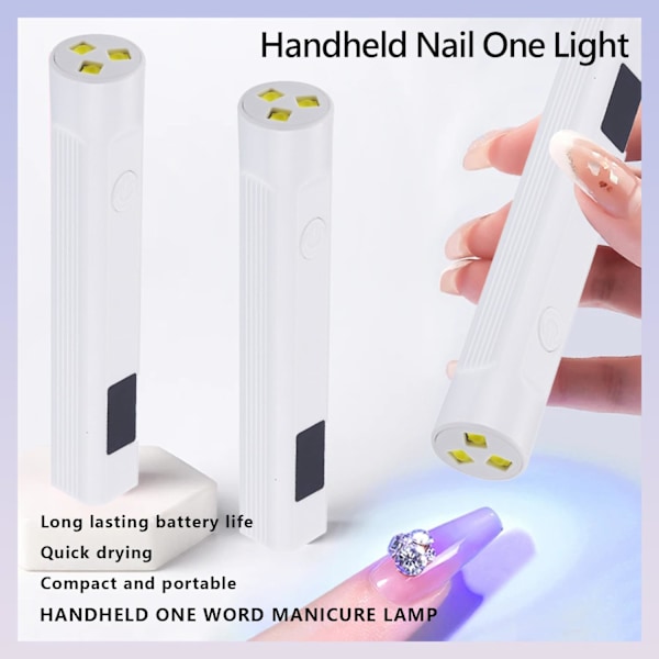 Mini UV Nagellampa med 3 Tidsinställningar, Uppladdningsbar med USB-port, med LED-display, Portabel, för Snabb Torkning och Hemmamanikyr (Vit) White