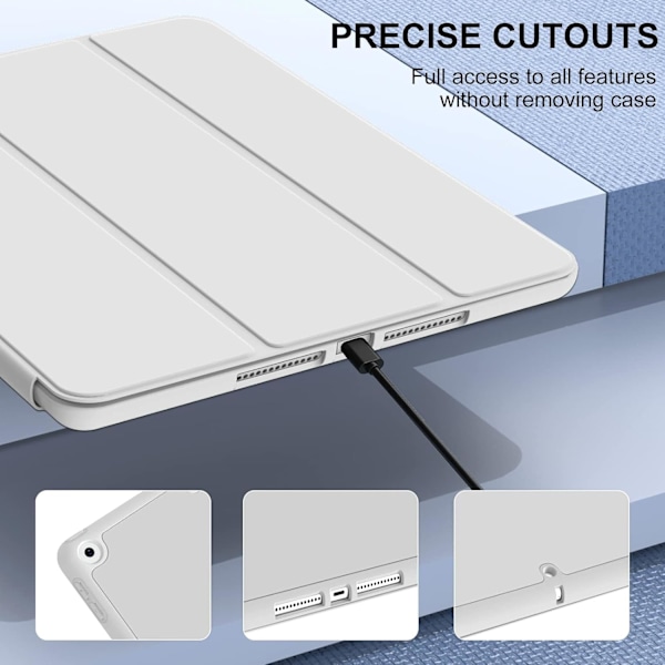 Ställ Smart Fodral med Mjukt TPU-baksida för iPad 10.2\", Auto Sleep/Wake, Grå grey