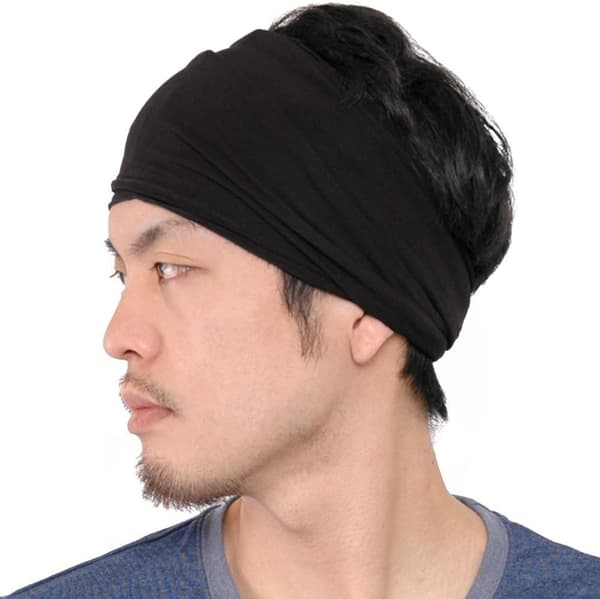 Svart elastisk bandana japansk hårbånd - Dame langt hår hodebånd