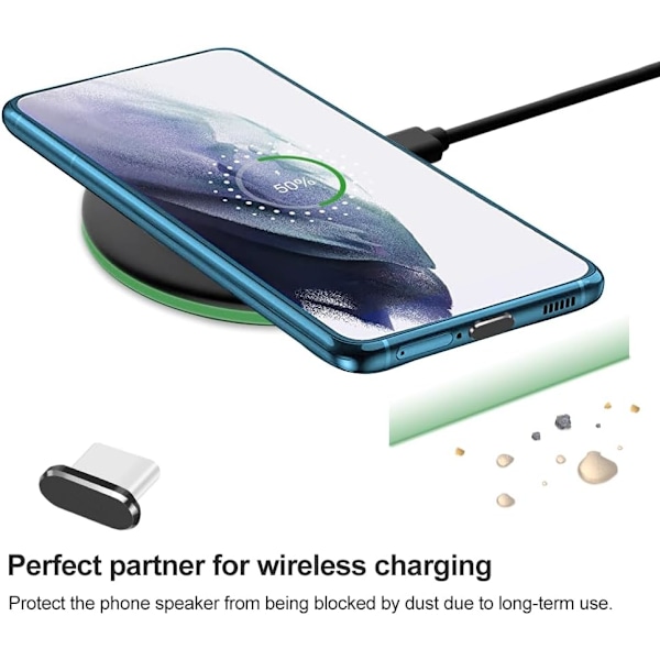 USB C Dammskydd, 4-pack Typ C Anti-dammskydd Laddningsport Skyddskåpa med Rengöringsborste för iPhone 15-serien