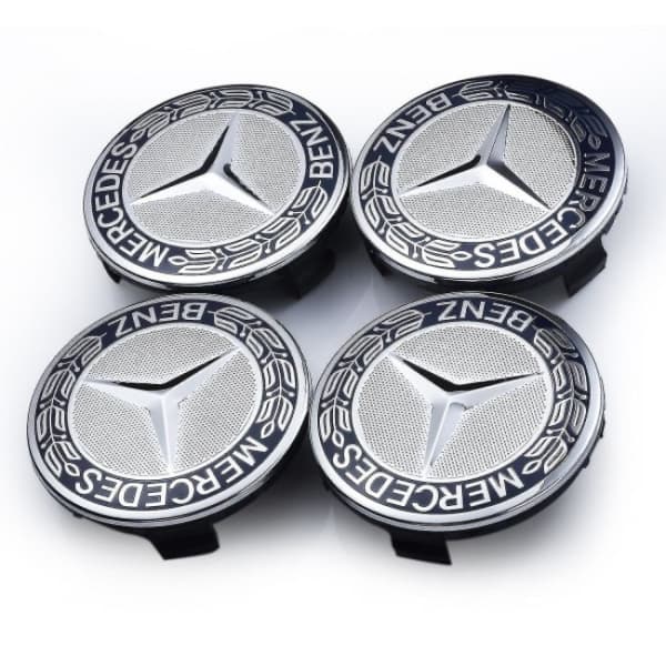 4-pakning lettmetallfelger Centrum navkapsler Størrelse 75 mm Benz Mørkeblå