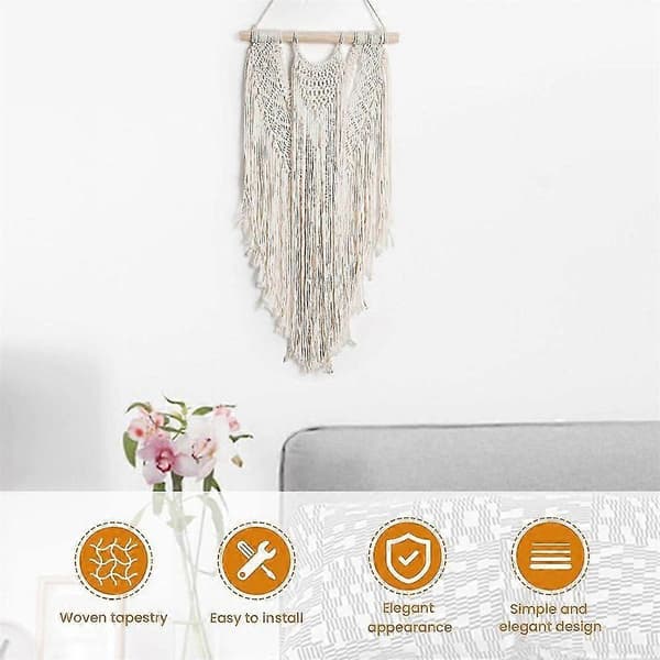 Makramé Väggbonad Handvävd Bohemisk Bomullsrep Boho Tapestry Heminredning js