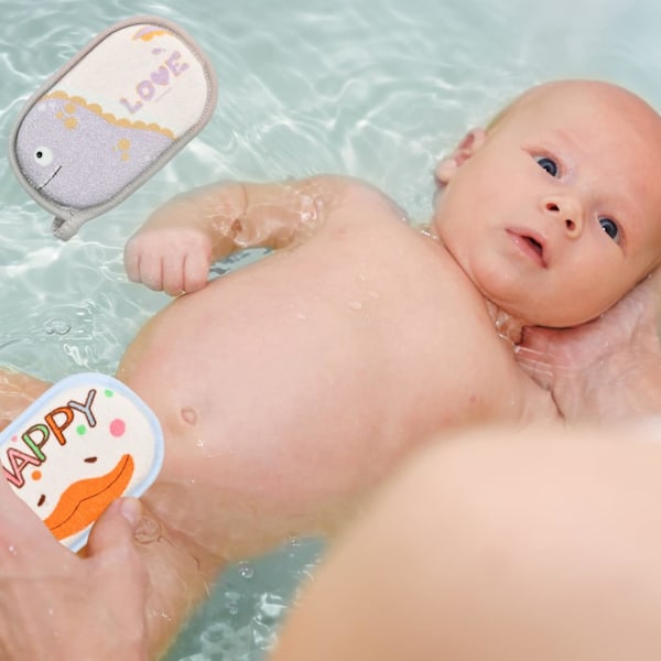 4 st Baby Badsvamp, Mjuka Bomullsbadsvampar för Badtvätt, Babyskum Gnid Duschsvamp, för Nyfödda Bebisar Småbarn Barn