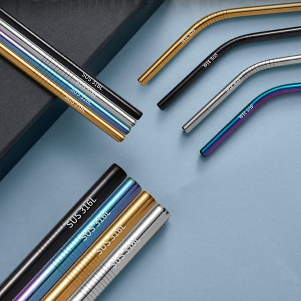 Smoothie sugerør i rustfrit stål, brede genanvendelige metalsugerør