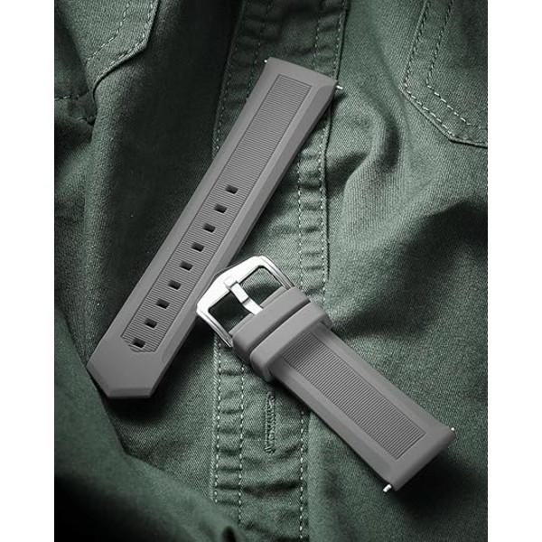 Silikon Klockarmband 12mm-28mm Ersättningsarmband i Gummi Vattentäta Sportarmband för Dam Herr. 22mm grå grey