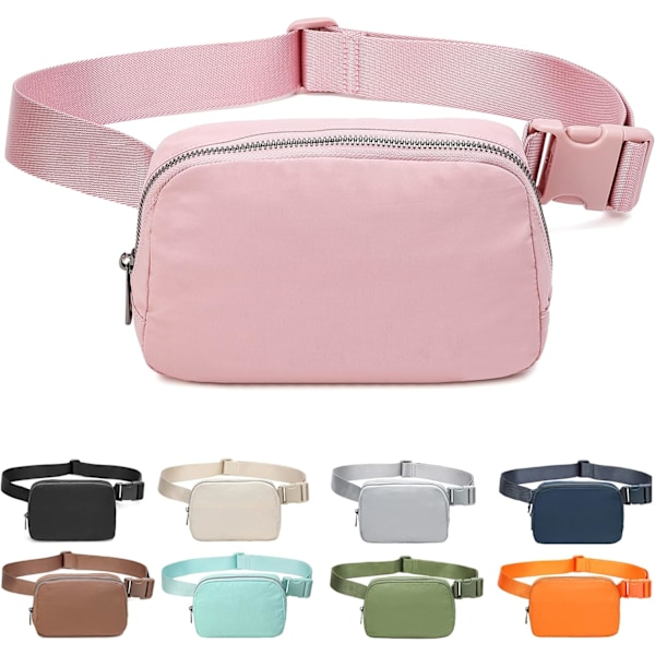 Midjeväska Crossbody Väskor Magväska för Löpning Vandring Resor Träning Justerbar Rem för Kvinnor - rosa pink