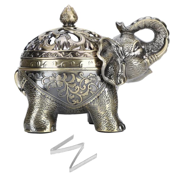Elefantformad rökelsebrännare Aromaterapi Ornament för vardagsrum Entré Sovrum (Brons)