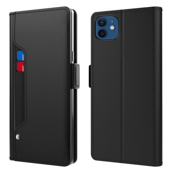 Stilfuldt iPhone 12 / iPhone 12 Pro cover med makeupspejl - Sort Black black