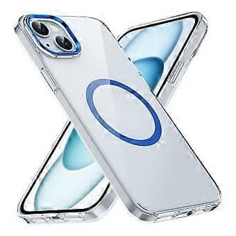 Kompatibelt deksel til iPhone 14, kompatibelt med MagSafe, hardt PC-telefondeksel, klar bakside (blå)