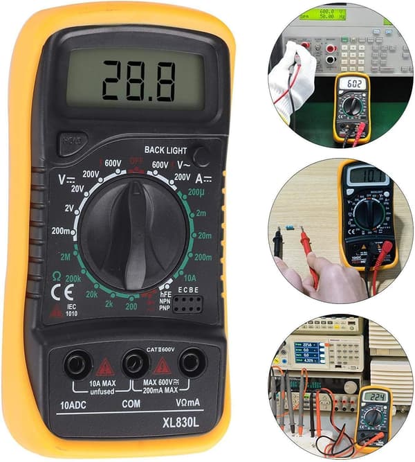 Digitalt Multimeter, Elektricitet/Spændingstester, Voltmeter Amperemeter Ohmmeter AC/DC Spændingstestere DC Strøm Modstand Diodetester