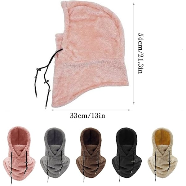 Varm Plysch Cykelöverdrag, Fleece Vindtät Skidmask, för Cykling Motorcykel, Dam Snowboardhjälm med Mask, Khaki khaki