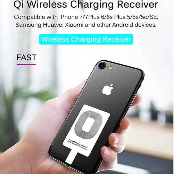 Qi Trådløs Lader Mottaker - Hurtigladeadapter For Iphone 5-7 & Android-telefoner