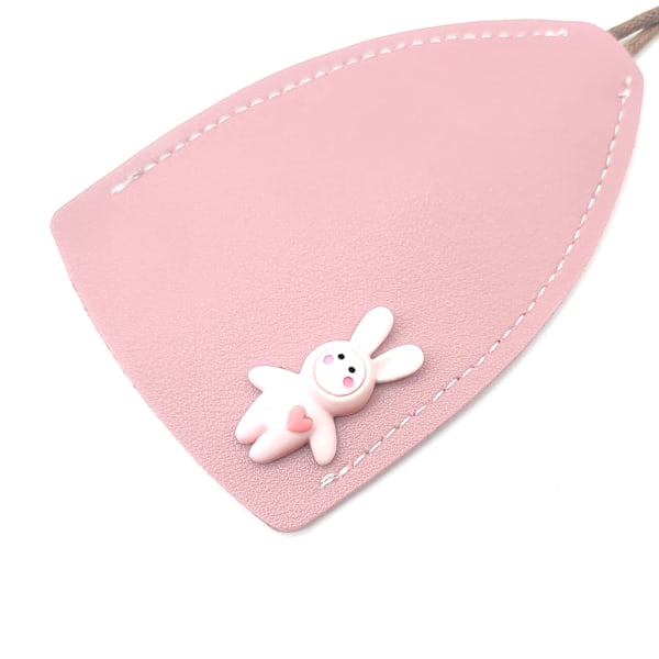 Nyckelöverdrag av dragtyp, Sött Kanin PU Läder Tecknad Bilnyckelhållare Fodral, Stor Kapacitet Utdragbar Nyckelhylsa Inte Lätt-Rosa Pink