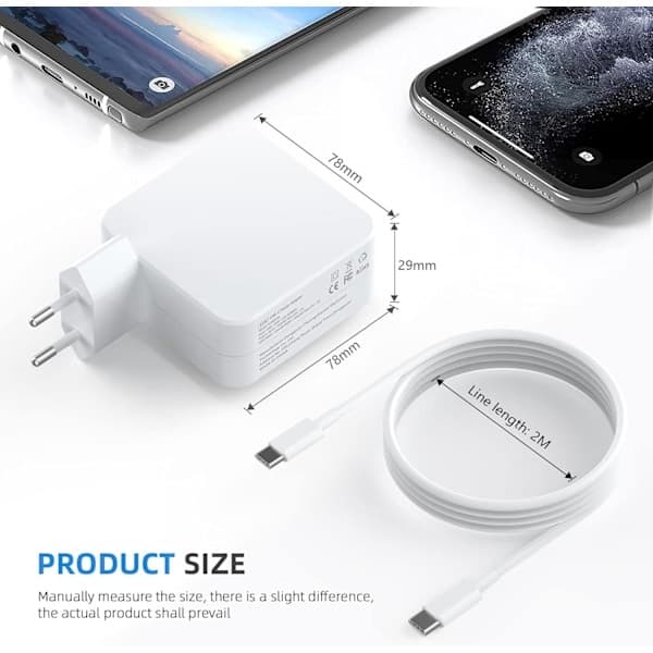 Lader for MacBook 2016 2017 2018 2019 2020 Pro 61W USB-C strømadapter 61W 61W