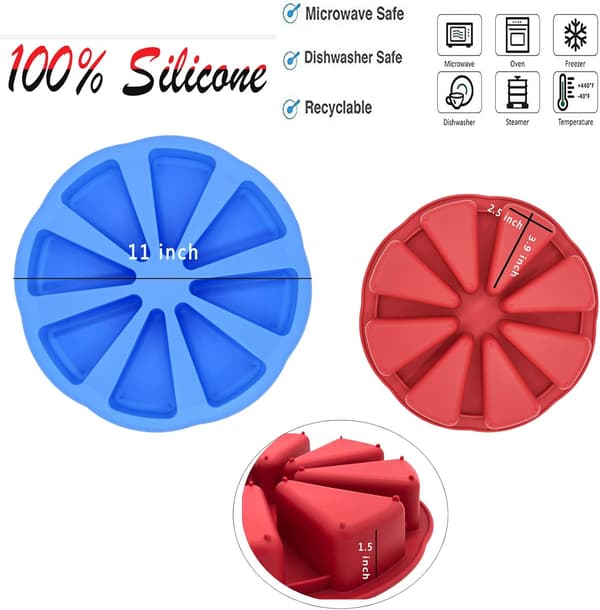 Silikonebageforme, trekantet silikoneform, 8 hulrum silikonebageform, til scones, chokolade, køkkenbageudstyr, rød og blå