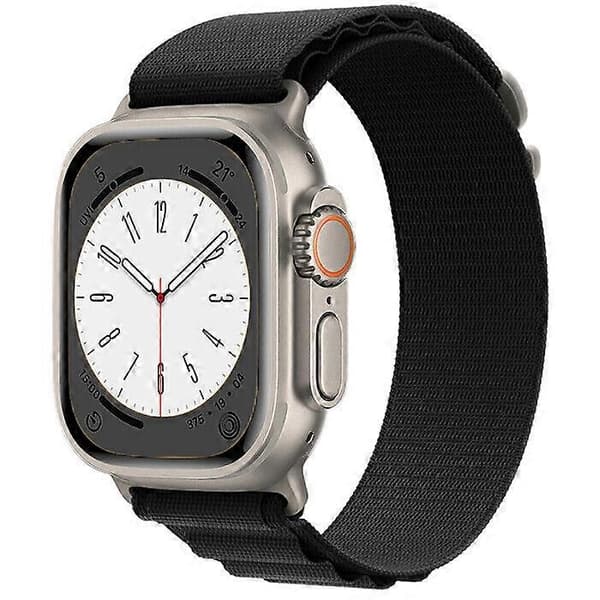 8/7/6/se/5/4 41/45/49mm nylon alpine loop rem til Apple Watch Ultra sort black Apple Watch 45mm