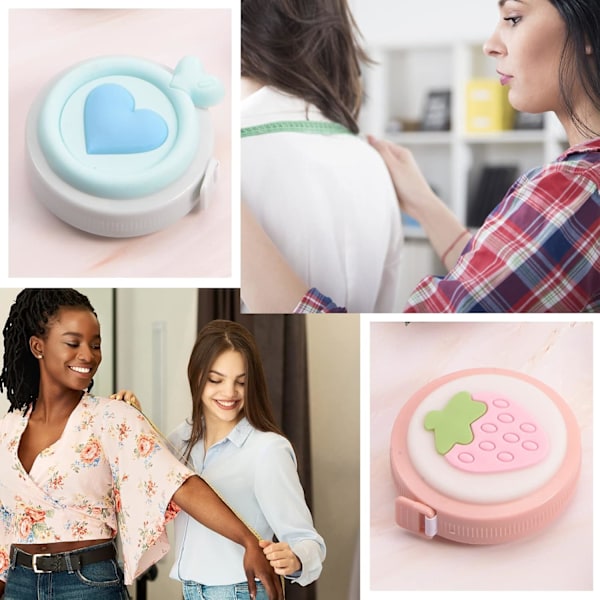 Mjukt måttband 150 cm infällbart mini tecknat måttband sött måttlinjal för sömnad hantverk tyg kroppsmått, grön frukt Green Fruit