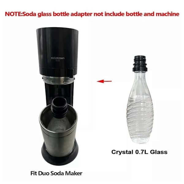 Sort Quick Connect Adapter til Sodavandsflaske til SodaStream Crystal 0,7L Glasflaske