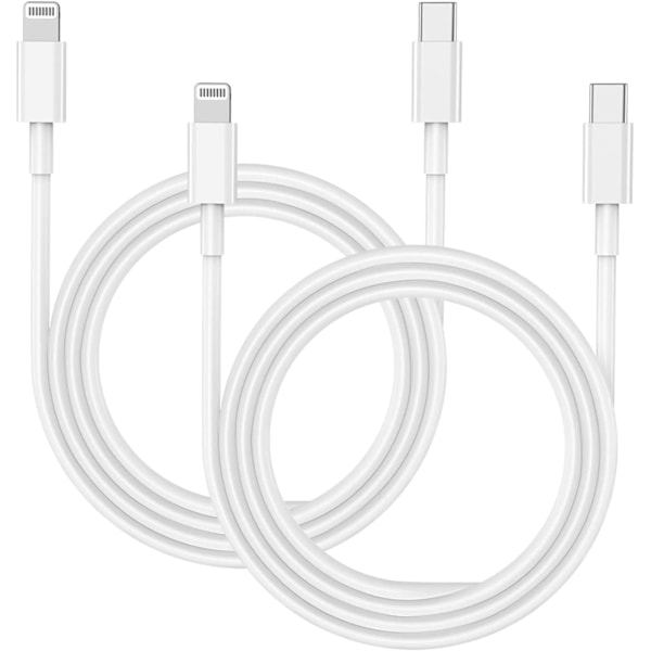 USB C till Lightning Kabel 2-pack 1m, iPhone Laddningskabel USB C Snabbladdning för iPhone 6-14 1m