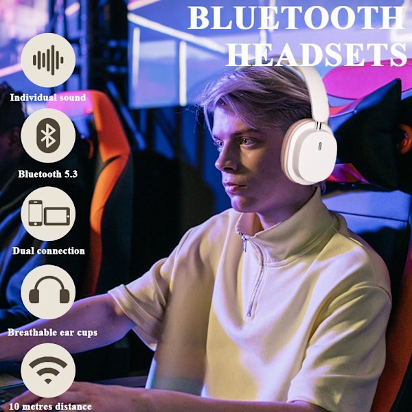 Trådlösa Bluetooth-hörlurar med mikrofon, hopfällbara over-ear-hörlurar, trådbundna headset med brusreducerande mikrofon, hopfällbara hörlurar