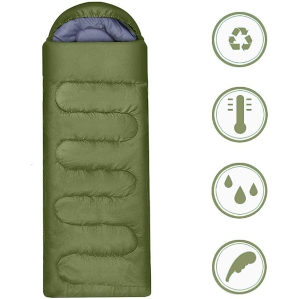 Sovsäckar för vuxna, enkel kuvertsovsäck för vuxna för 3 säsonger, lättviktig campingvandring, grön Army Green