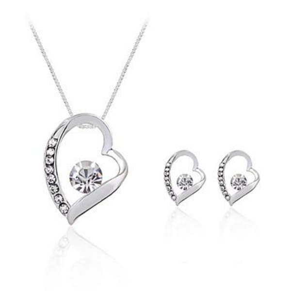 Smyckeset - Hjärtan, Örhängen och halsband, Silver