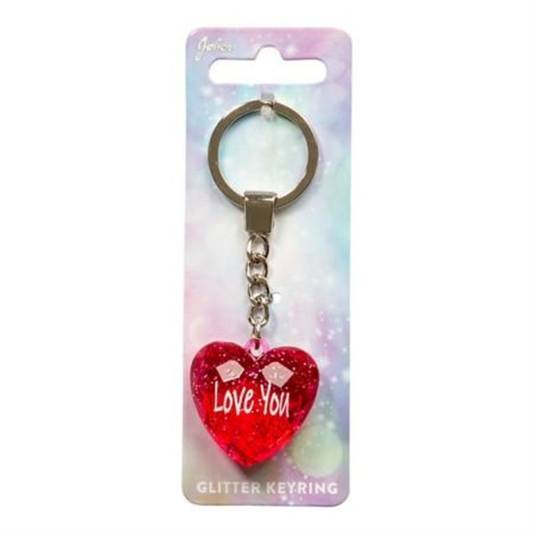 Nyckelring, Glitter heart - Love You