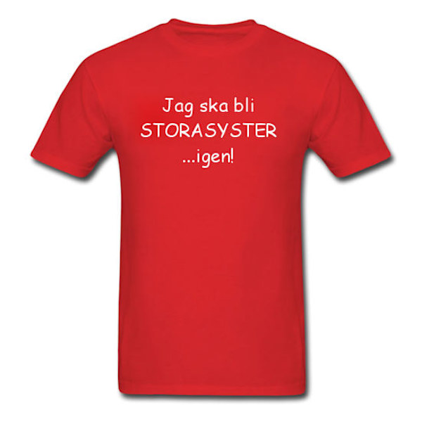 Barn T-shirt - Jag ska bli storasyster...igen! röd 150-160