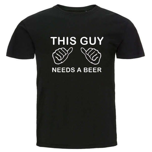 T-shirt - This guy needs a beer Black Storlek M