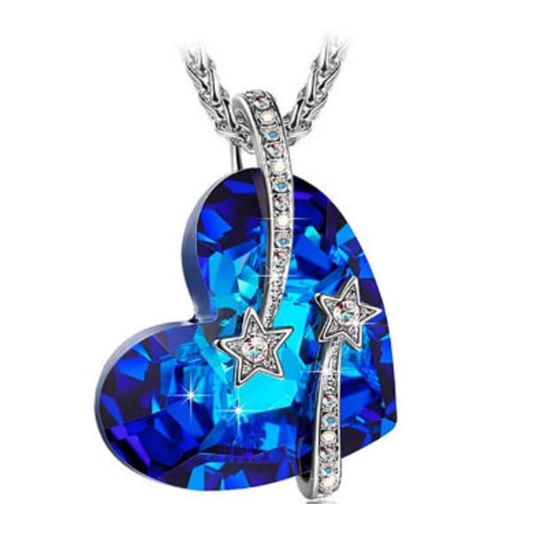 Halsband, Swarovski - Hjärta, blå