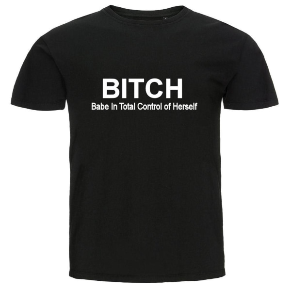 T-shirt - BITCH - Babe In Total Control of Herself Black Storlek M