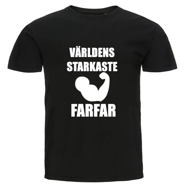 T-shirt - Världens starkaste farfar Black Storlek M