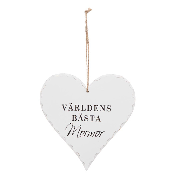 Hängande hjärta i trä - Världens bästa mormor