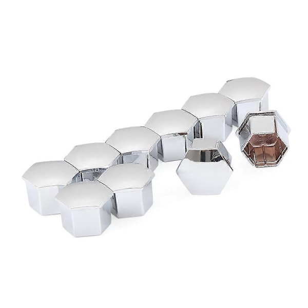 10 st Hexagonala Hjullmutter Skydd Bultskydd Skruvskydd Kompatibla med Peugeot 307 308 408 206 207 C4L C5 (Silver)-xindaren
