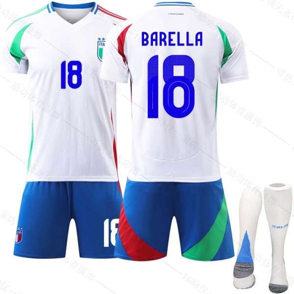 Jud- 2024 Italien Borta EM fotbollströja 18 BARELLA-Xin 18 BARELLA 20