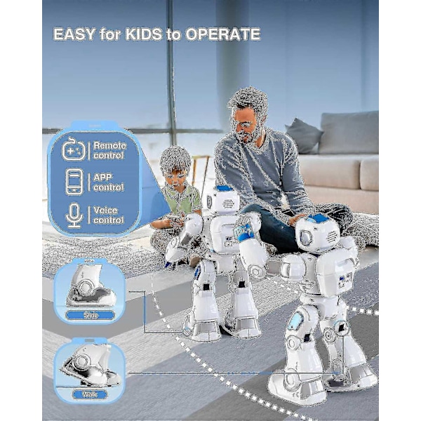 Smarte roboter for barn, stor programmerbar interaktiv RC-robot med stemmestyring, appstyring, gave til 4 5 6 7 8 9 år gamle barn gutter-Xin