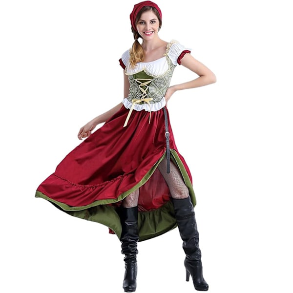 Nye Oktoberfest Kostumer til Kvinder, Tysk Kostumekjole, Bayerisk Dirndl Kjole, Oktoberfest Outfit - Xin Red S