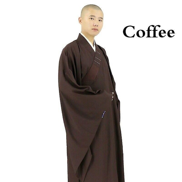 Män Shaolin Buddhistisk Munk Klänning Meditation Haiqing Robe Kung Fu Dräkt Unisex-Xin coffee 43