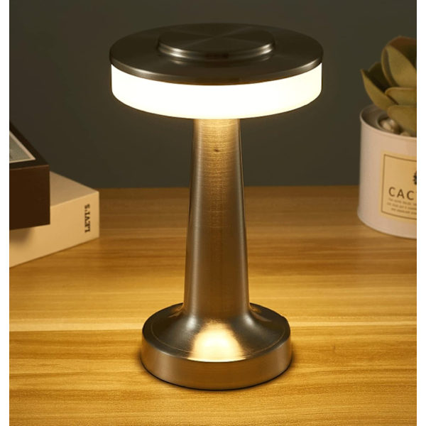 Touch Bärbar Sladdlös Bordslampa 3-Nivåer Touch Dimmer Inbyggd USB Batteriport Sovrum Sänglampa Bar Atmosfärlampa Bord Silver-XIN