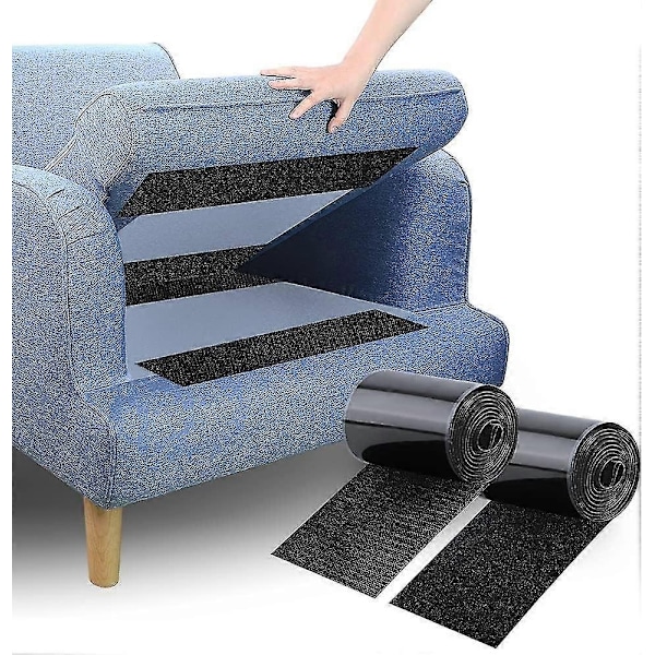 Skridsikker Sofa Pude Griber - Selvklæbende Krog og Løkke Tape til at Forhindre Sofa Puder i at Glide, 10cm X 1.5m I Sort-Xin