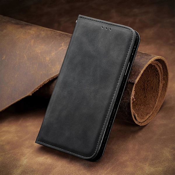 Yhteensopiva Retro-tyylinen Magneettinen Nahkainen Puhelinkotelo - xindaren Black Compatible with Samsung Galaxy A06
