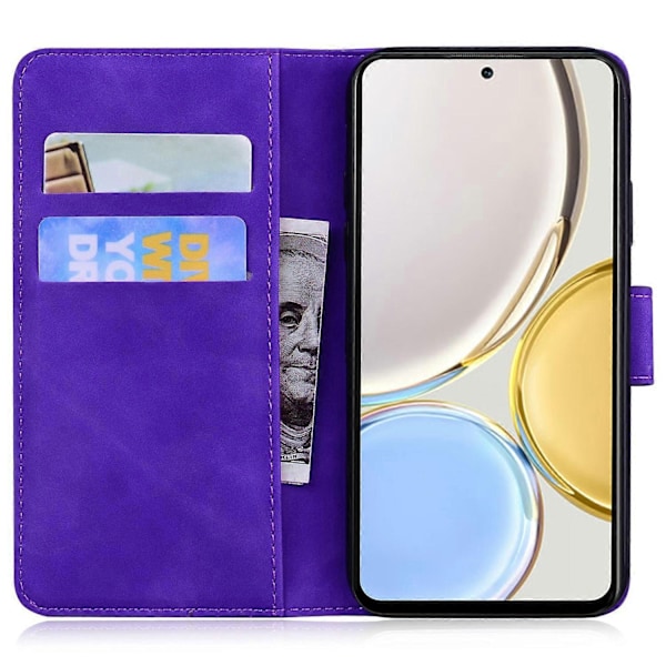 för Honor Magic 5 Lite 5G / X40 5G/X9a 5G Fjärilstryck Fullt Skydd Läder Plånbok Ställ Telefonfodral-Xin Purple