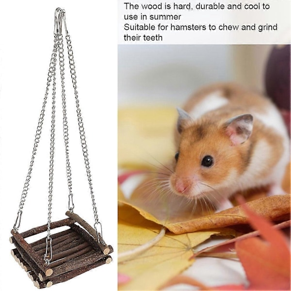 Trä Hamster Gunga Hängmatta Litet Husdjursleksak Molar Tillbehör Bur Tillbehör-Xin