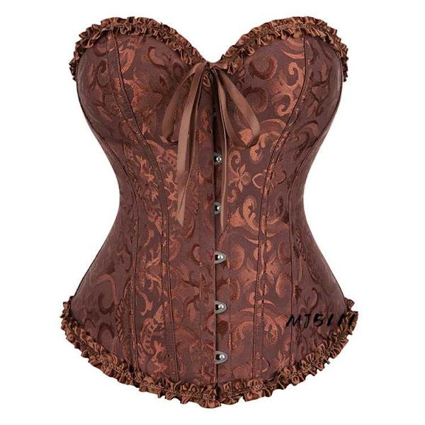 Europeisk og amerikansk palass korsett brudekjole sexy midje og mage vest korsett korsett MJ51 kaffe-Xin coffee XL