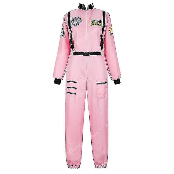 Astronautin puku avaruuspuku aikuiselle cosplay-asuun vetoketjullinen Halloween-asu pari lentohyppyasu pluskokoinen univormu-Xin Pink XS