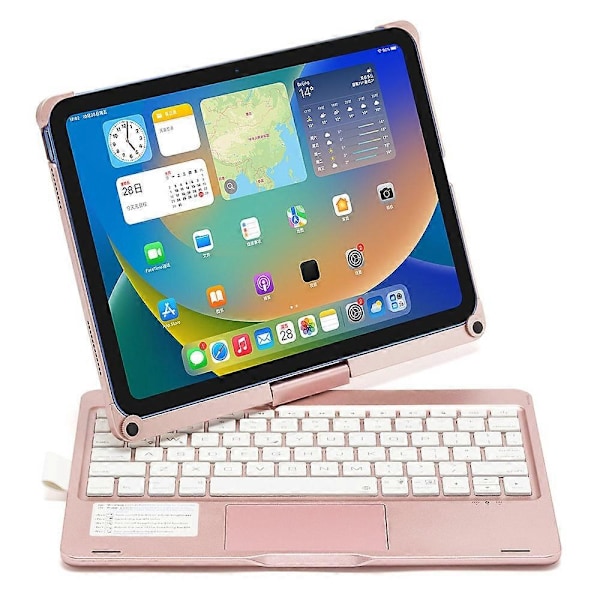 för iPad 10.9 (2022) Trackpad Bakgrundsbelyst Tangentbord med Tablet Fodral-Xin Rose Gold