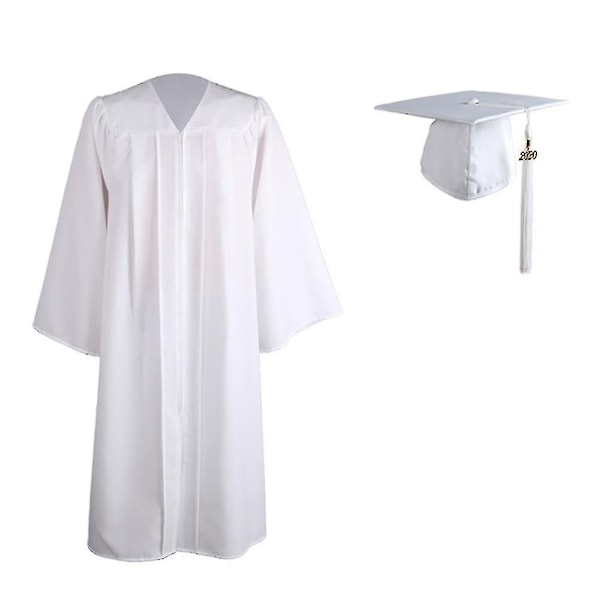 Voksen Graduation Kjole med Lynlås - College Akademisk Graduation Kjole - Xin White S