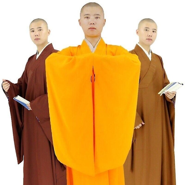 Män Shaolin Buddhistisk Munk Klänning Meditation Haiqing Robe Kung Fu Dräkt Unisex-Xin yellow 43