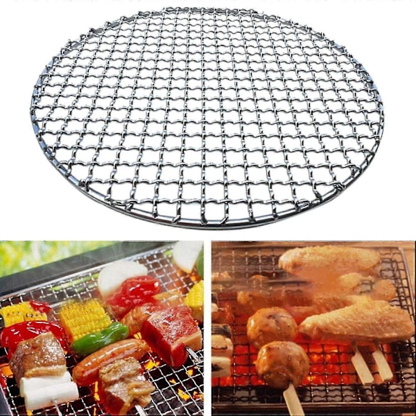 Grillnett i rustfritt stål, rustfritt, stabelbart design, rundt grillnett for utendørs røyking - xindaren 30cm