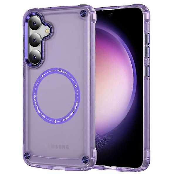 Telefonfodral för Samsung Galaxy S25 - Skin Touch TPU PC Skyddande Fodral Kompatibelt med MagSafe - Transparent Purp-Xin Transparent Purple
